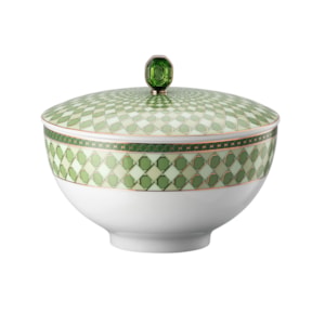 Mini Sopeira com Tampa em Porcelana Verde Swarovski Rosenthal - 15cm