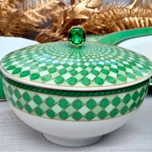 Mini Sopeira com Tampa em Porcelana Verde Swarovski Rosenthal - 15cm