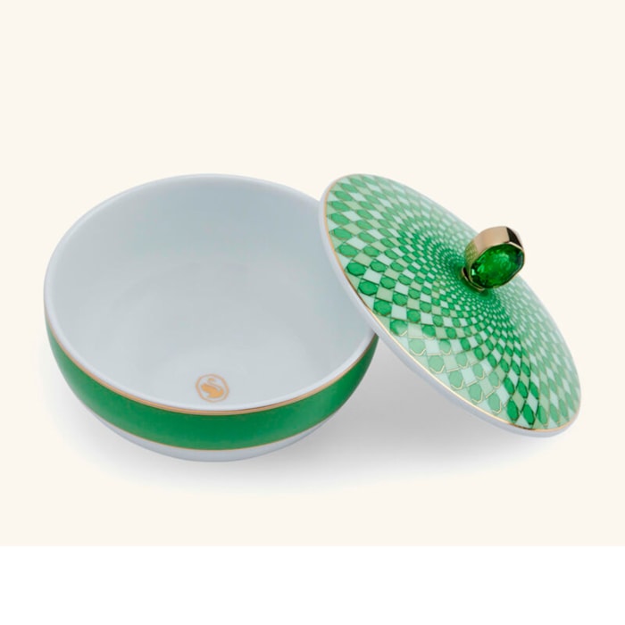 Mini Sopeira com Tampa em Porcelana Verde Swarovski Rosenthal - 15cm - Madel Home