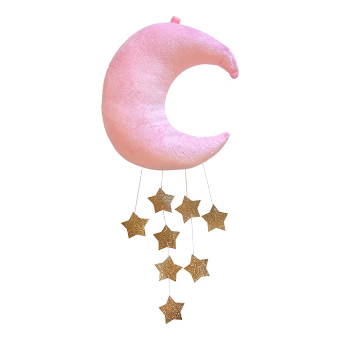 Móbile de Poliéster Lua Rosa e Dourado - Madel Home