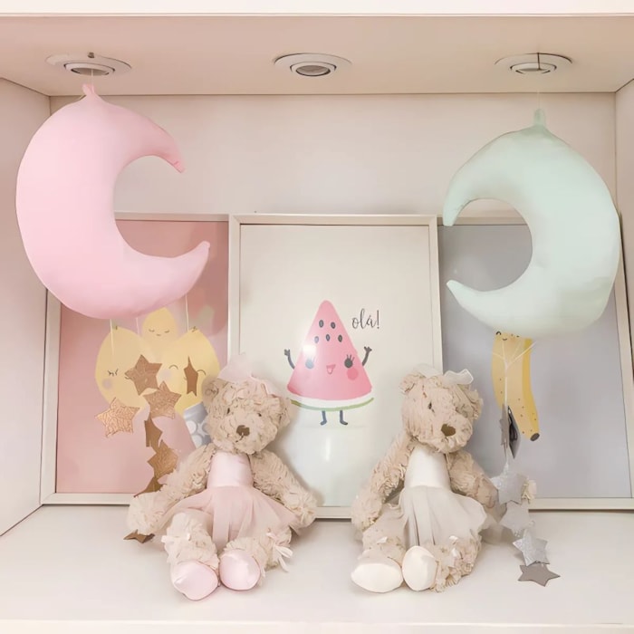 Móbile de Poliéster Lua Rosa e Dourado - Madel Home