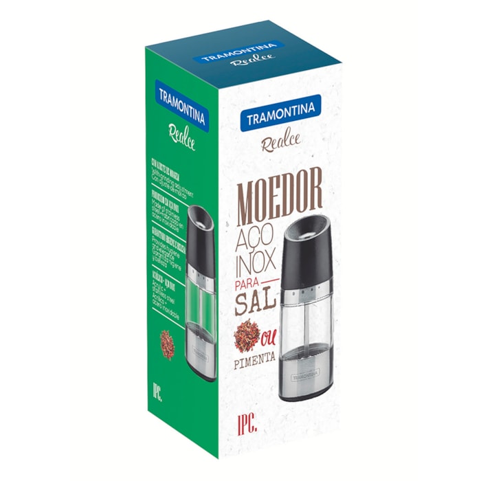 Moedor de Sal e Pimenta em Inox Preto Realce Tramontina - 14cm - Madel Home