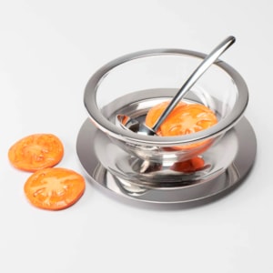 Molheira em Inox com Concha Prata Milan Riva - 17,5cm