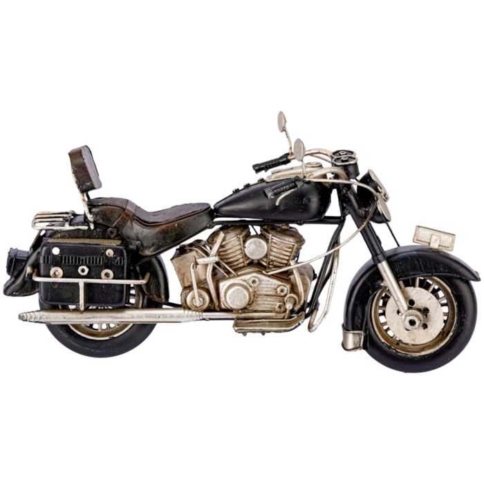 Motocicleta Custom Decorativa em Metal Preta - 28cm - Madel Home