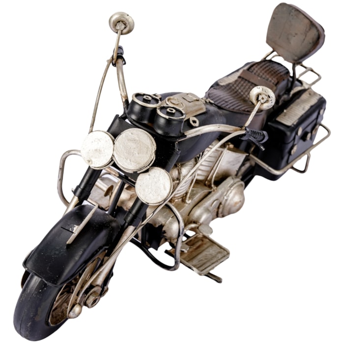 Motocicleta Custom Decorativa em Metal Preta - 28cm - Madel Home