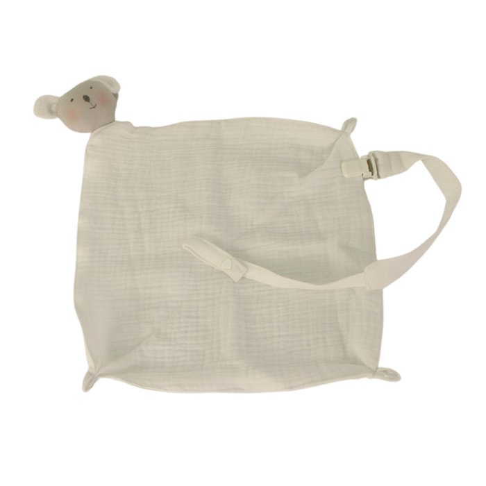 Naninha e Porta Chupeta Coala 100% Algodão Branco - Madel Home