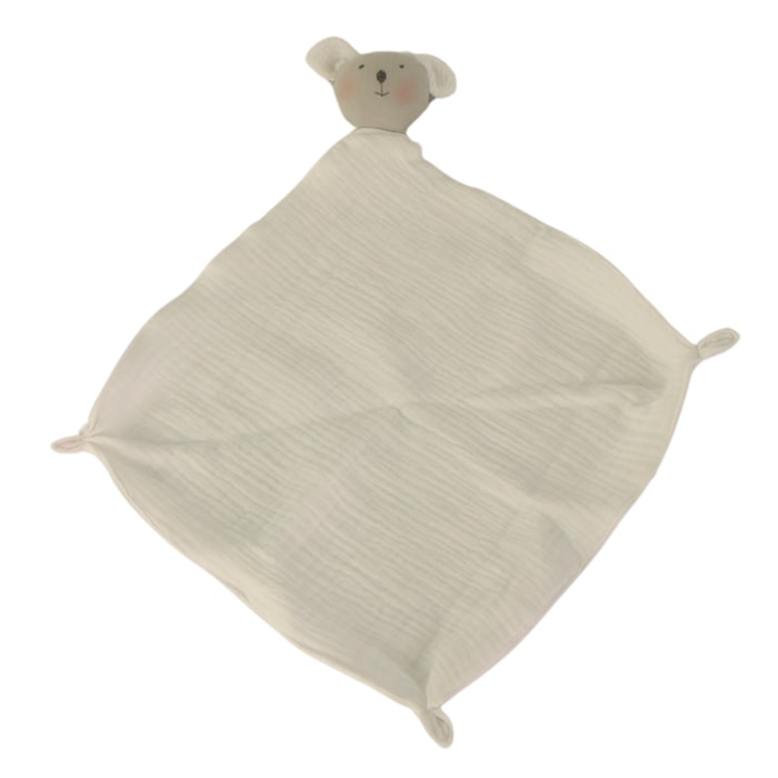 Naninha e Porta Chupeta Coala 100% Algodão Branco - Madel Home