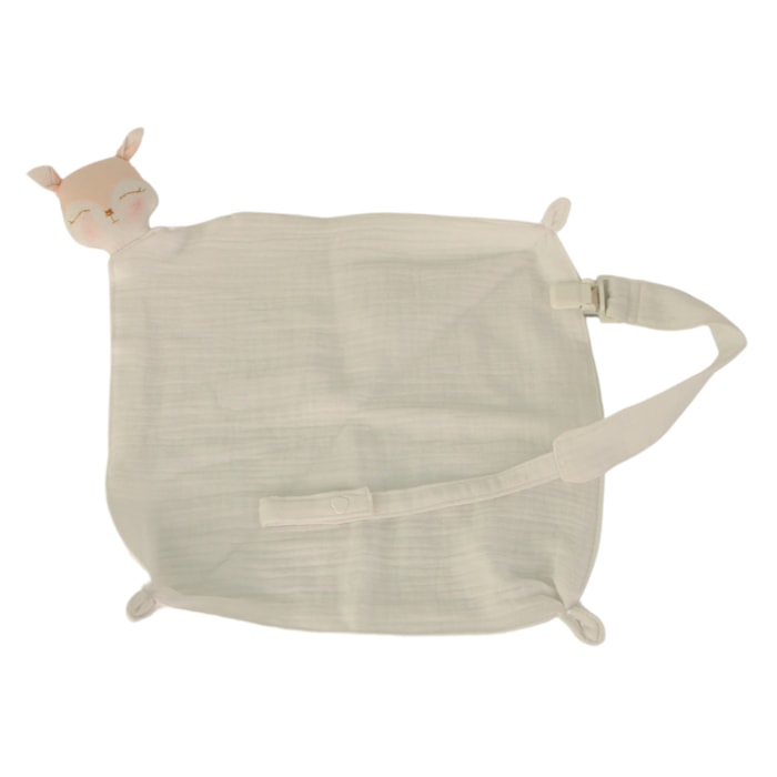 Naninha e Porta Chupeta Raposa Rosa 100% Algodão Rosa - Madel Home