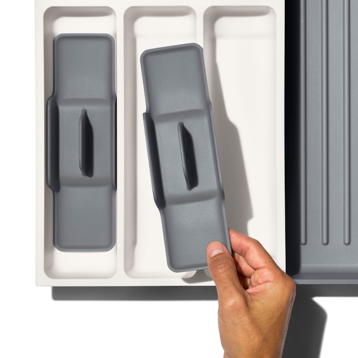 Organizador de Gaveta Expansível Utensílios 5 Compartimentos 41x45cm Oxo Cinza - Madel Home