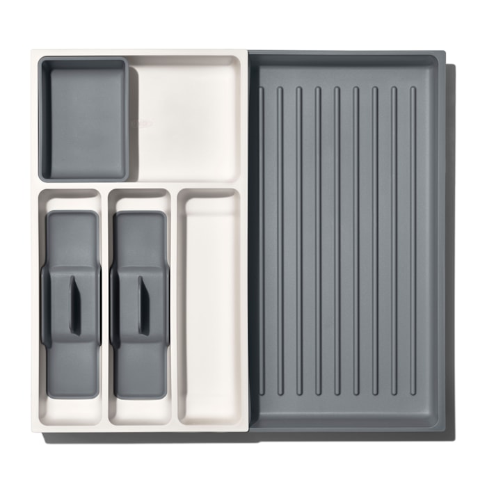 Organizador de Gaveta Expansível Utensílios 5 Compartimentos 41x45cm Oxo Cinza - Madel Home