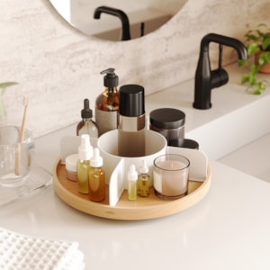 Organizador Giratório Bellwood Madeira Umbra Branco Natural