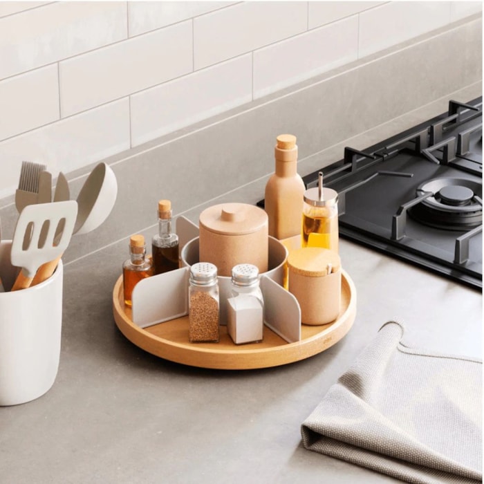 Organizador Giratório Bellwood Madeira Umbra Branco Natural - Madel Home
