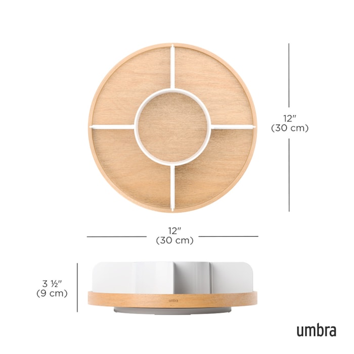 Organizador Giratório Bellwood Madeira Umbra Branco Natural - Madel Home