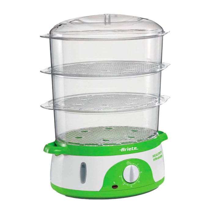 Panela à Vapor 3 Bandejas 800W 9L Branca Verde Ariete - 127V - Madel Home