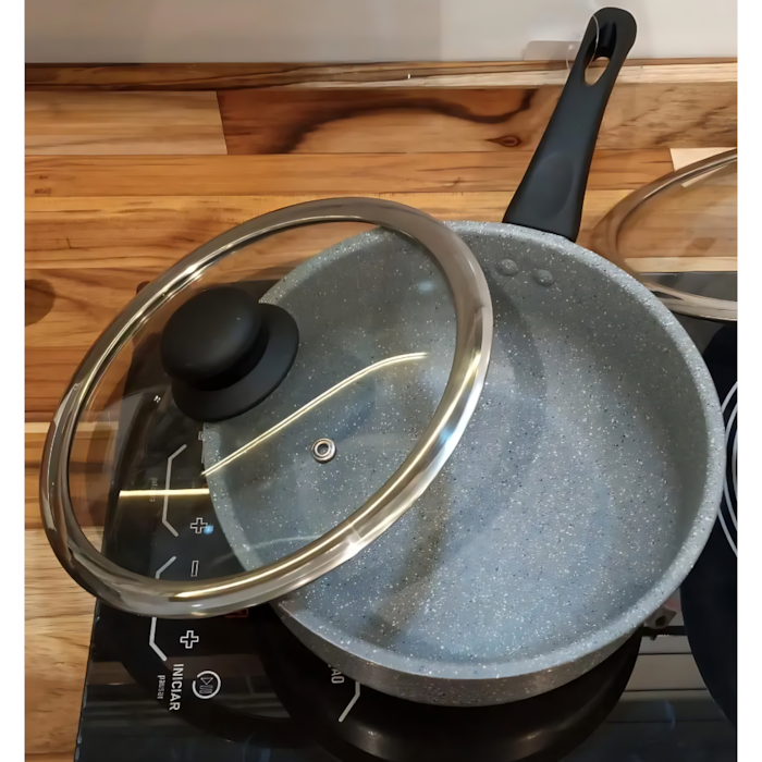 Panela de Indução Revestimento Cerâmico Granilite Cinza Wolff - 24cm - Madel Home