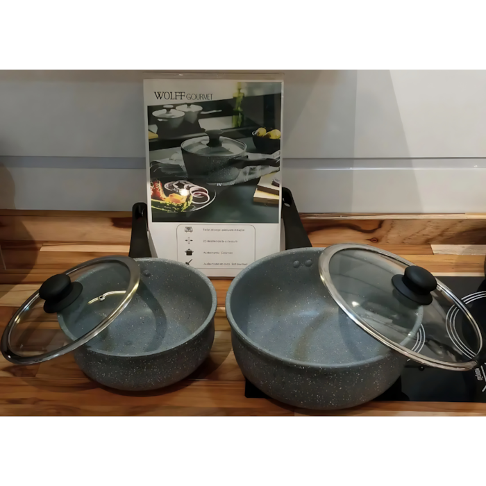 Panela de Indução Revestimento Cerâmico Granilite Cinza Wolff - 24cm - Madel Home