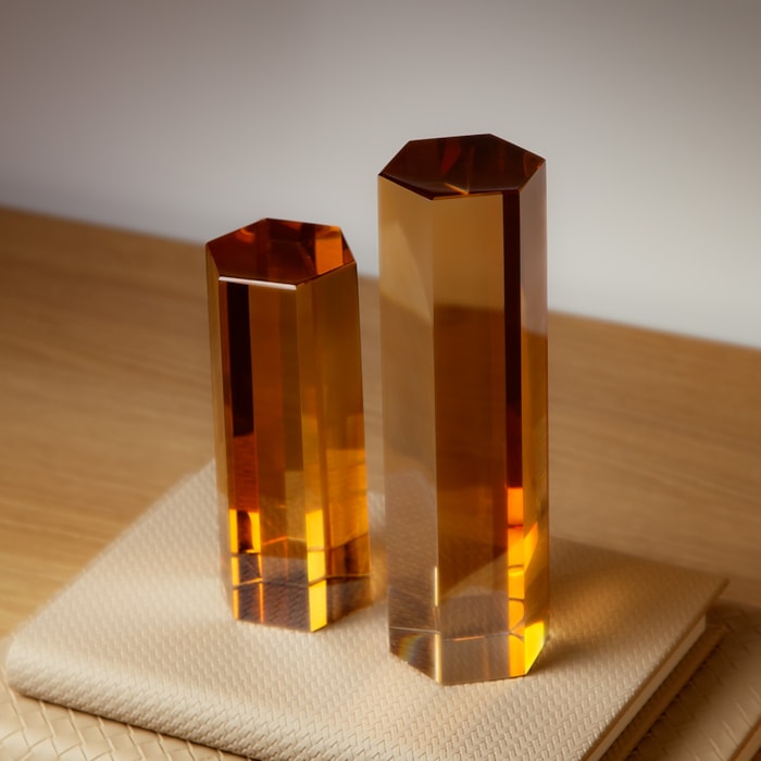 Peça Decorativa de Crystal Âmbar G - 20cm - Madel Home
