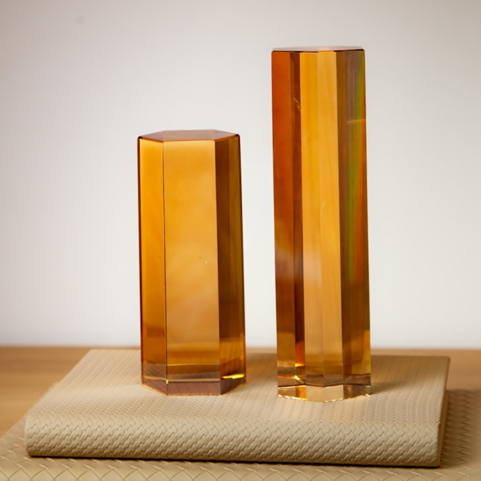 Peça Decorativa de Crystal Âmbar G - 20cm - Madel Home