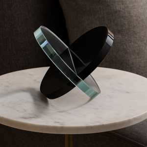 Peça Decorativa em Cristal Preto e Transparente - 10cm