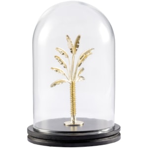 Peça Decorativa na Cúpula em Vidro Palmeira Dourada - 25cm