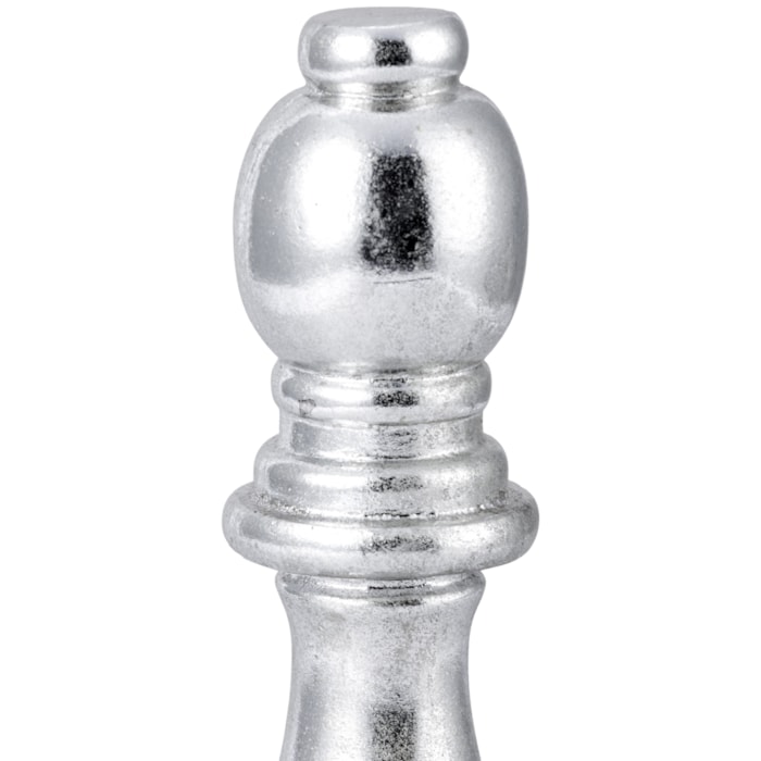 Peça Decorativa Pino Xadrez Bispo em Resina Prateada - 23cm - Madel Home