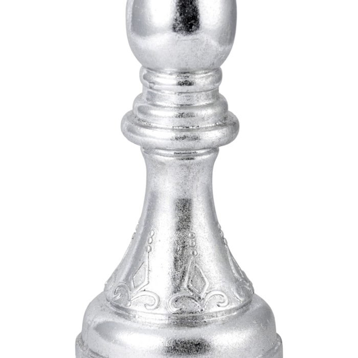 Peça Decorativa Pino Xadrez Bispo em Resina Prateada - 23cm - Madel Home