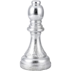 Peça Decorativa Pino Xadrez Bispo em Resina Prateada - 23cm 