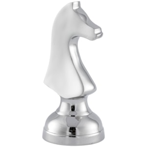 Peça Decorativa Pino Xadrez Cavalo em Alumínio - 20cm