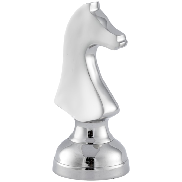 Peça Decorativa Pino Xadrez Cavalo em Alumínio - 20cm - Madel Home