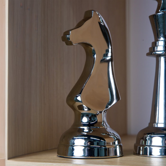 Peça Decorativa Pino Xadrez Cavalo em Alumínio - 20cm - Madel Home