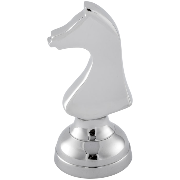 Peça Decorativa Pino Xadrez Cavalo em Alumínio - 20cm - Madel Home