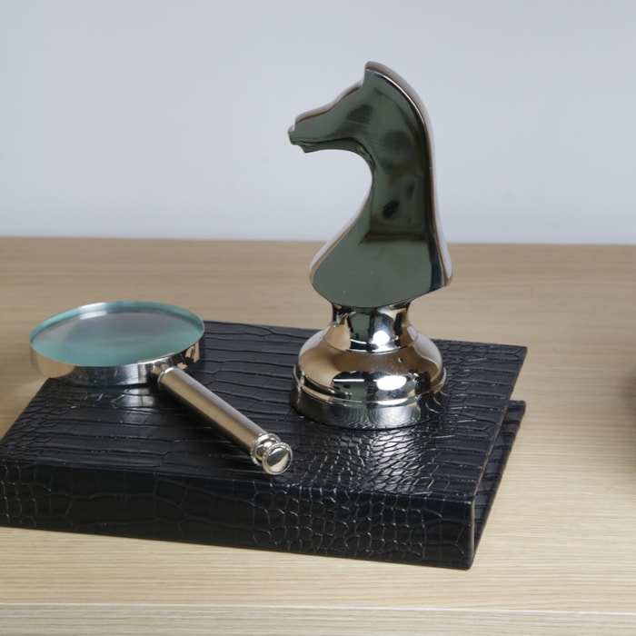 Peça Decorativa Pino Xadrez Cavalo em Alumínio - 20cm - Madel Home