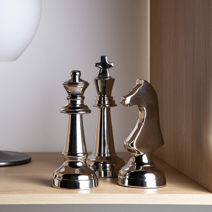 Peça Decorativa Pino Xadrez Cavalo em Alumínio - 20cm - Madel Home