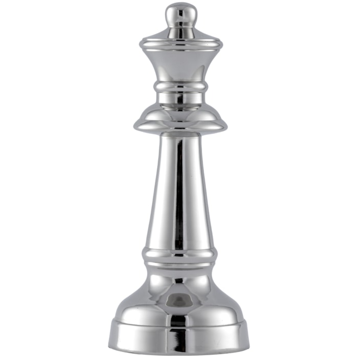 Peça Decorativa Pino Xadrez Rainha em Alumínio - 22cm - Madel Home