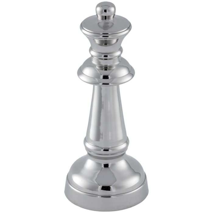 Peça Decorativa Pino Xadrez Rainha em Alumínio - 22cm - Madel Home