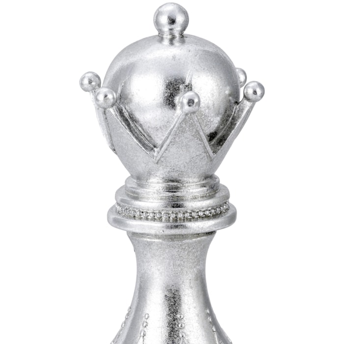 Peça Decorativa Pino Xadrez Rainha em Resina Prateada - 25cm - Madel Home