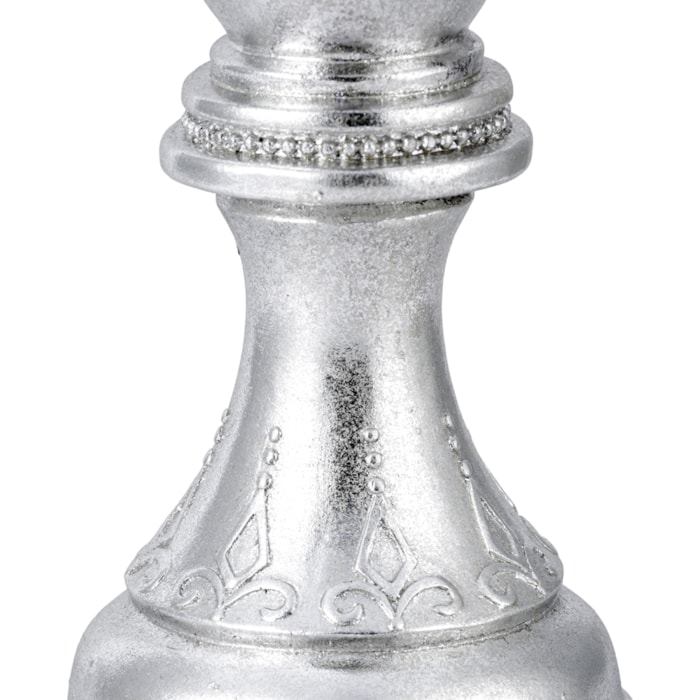 Peça Decorativa Pino Xadrez Rainha em Resina Prateada - 25cm - Madel Home