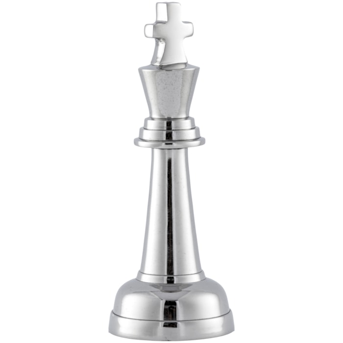 Peça Decorativa Pino Xadrez Rei em Alumínio - 24cm - Madel Home
