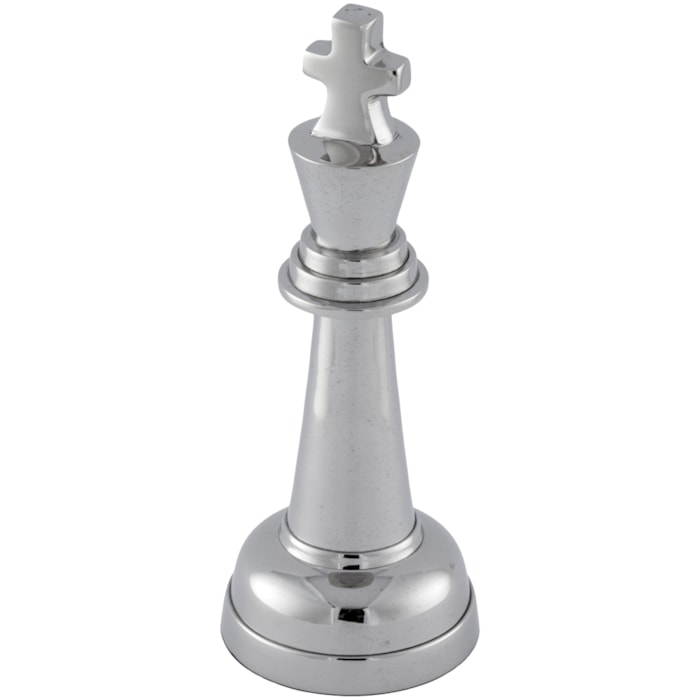 Peça Decorativa Pino Xadrez Rei em Alumínio - 24cm - Madel Home