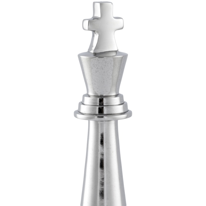 Peça Decorativa Pino Xadrez Rei em Alumínio - 24cm - Madel Home