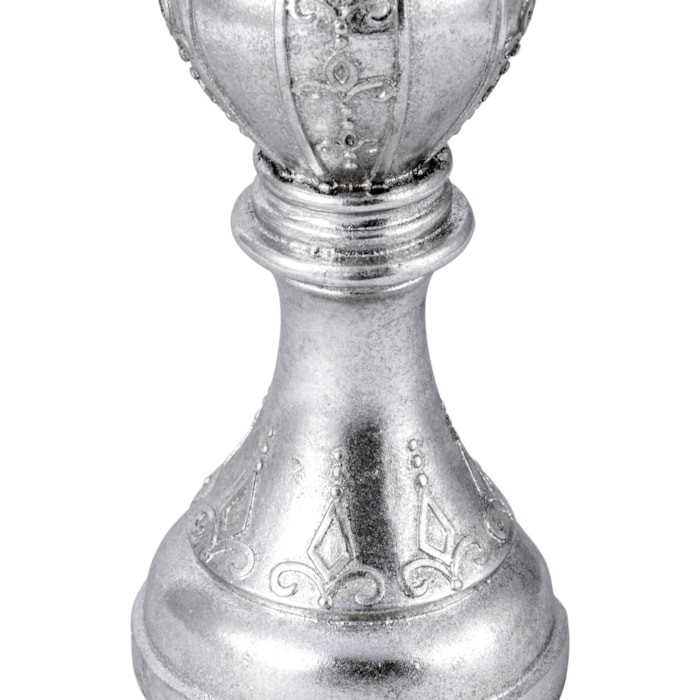 Peça Decorativa Pino Xadrez Rei em Resina Prateada - 26cm - Madel Home