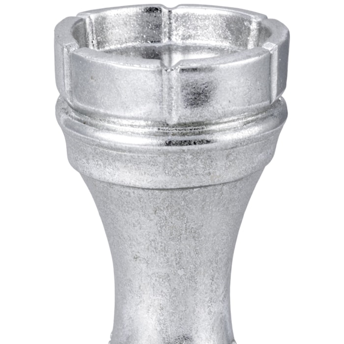 Peça Decorativa Pino Xadrez Torre em Resina Prateada - 19cm - Madel Home