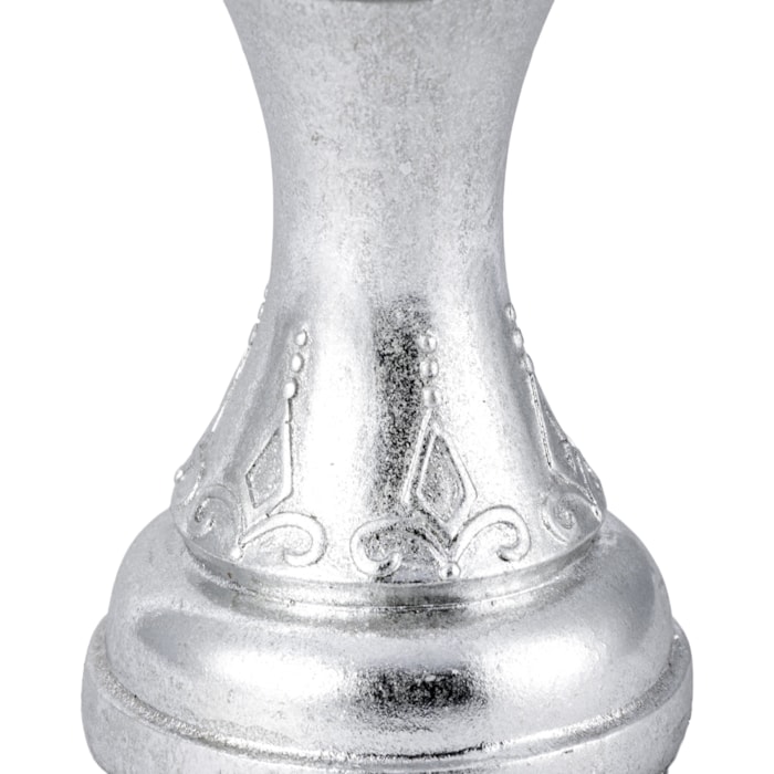 Peça Decorativa Pino Xadrez Torre em Resina Prateada - 19cm - Madel Home