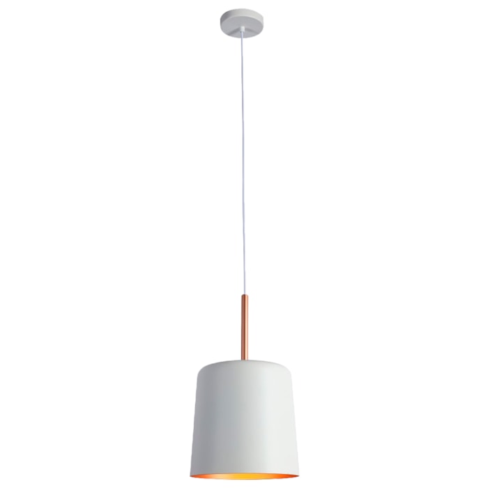 Pendente de Alumínio Bot Off-White e Cobre Pequeno - 40W - Madel Home