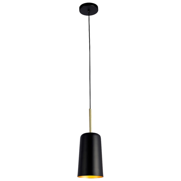 Pendente de Alumínio Bot Preto e Dourado Alongado - 40W - Madel Home