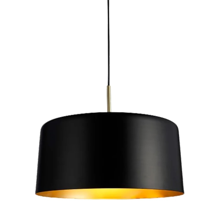 Pendente de Alumínio Bot Preto e Dourado Grande - 40W - Madel Home
