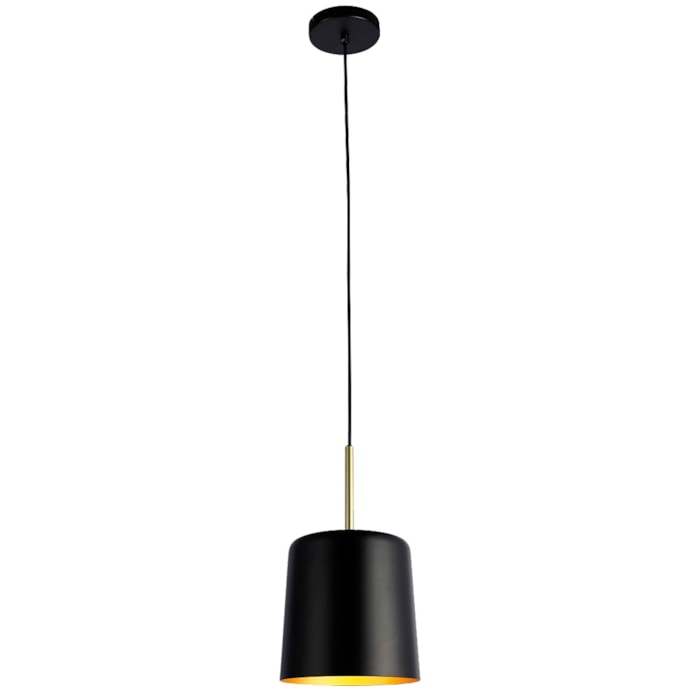Pendente de Alumínio Bot Preto e Dourado Pequeno - 40W - Madel Home