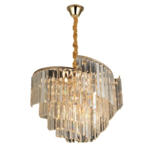Pendente de Cristal e Inox Hako Dourado - 40W