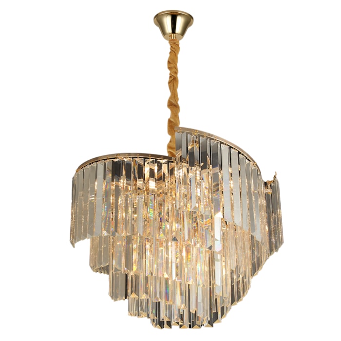 Pendente de Cristal e Inox Hako Dourado - 40W - Madel Home