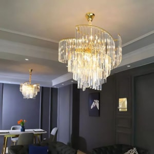 Pendente de Cristal e Inox Hako Dourado - 40W